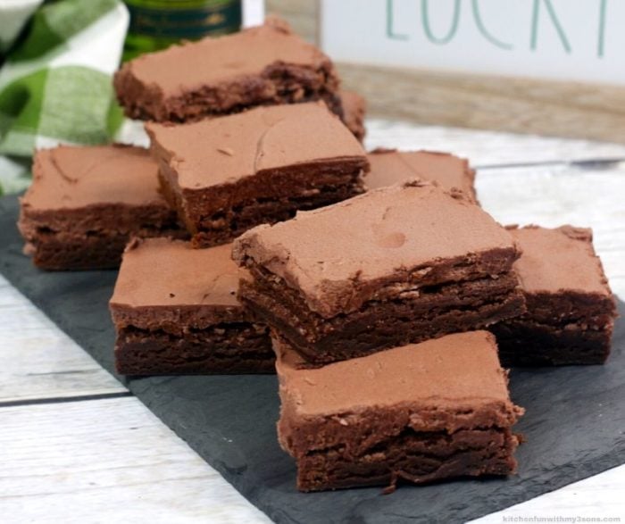 stacked frosted brownies