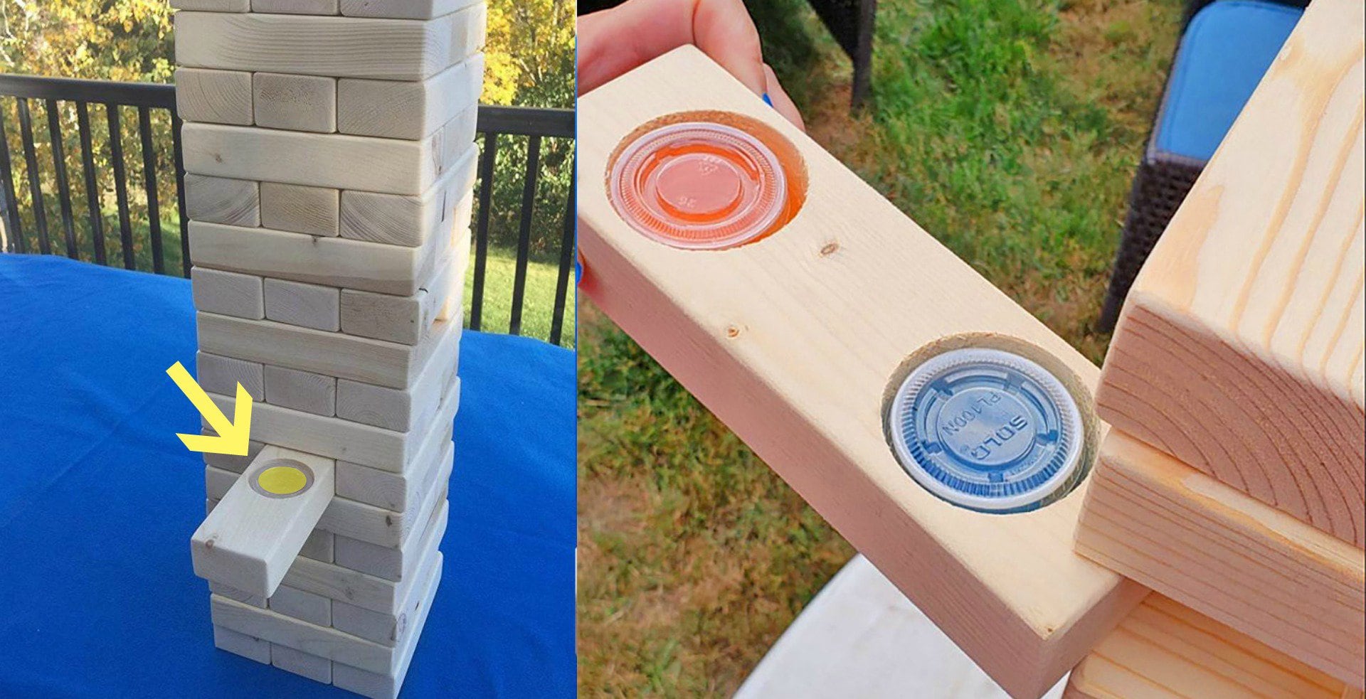 Tipsy Giant Jenga Game Has Blocks With Hidden Jello Shots Inside That You  Claim If You Pull - Kitchen Fun With My 3 Sons