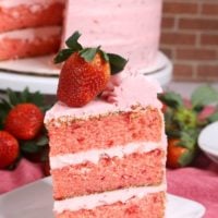 Homemade Strawberry Cake with Strawberry Buttercream Frosting