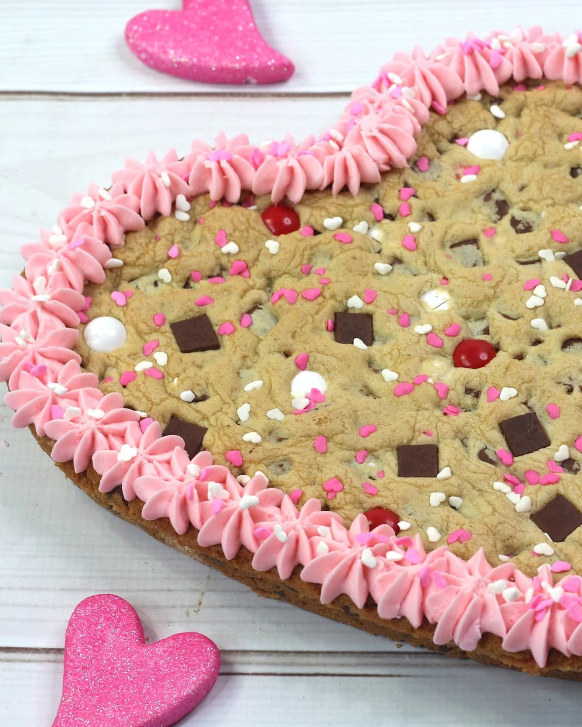 Valentine Heart Shaped Cookie Cake close up