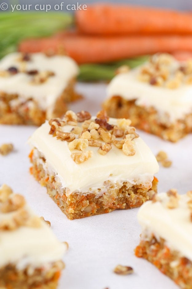 Carrot Cake Blondie Bars with Cream Cheese Frosting