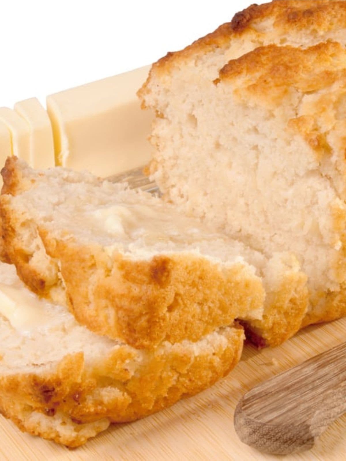 slice of beer bread on a brown board