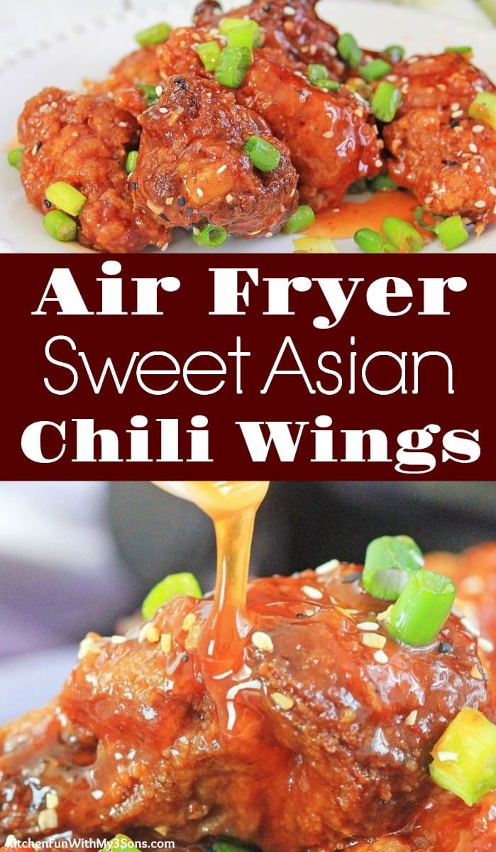 Pinterest graphic of Air Fryer Sweet Asian Chili Wings