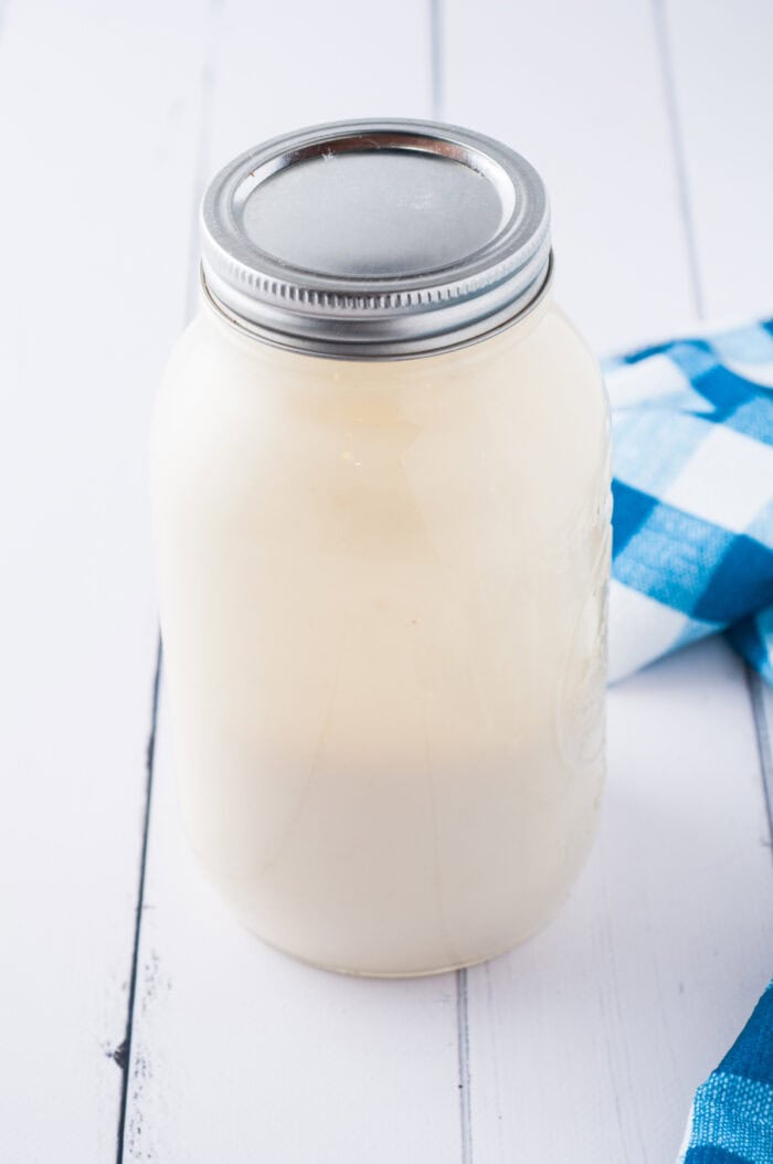 Buttermilk pancake batter in a jar