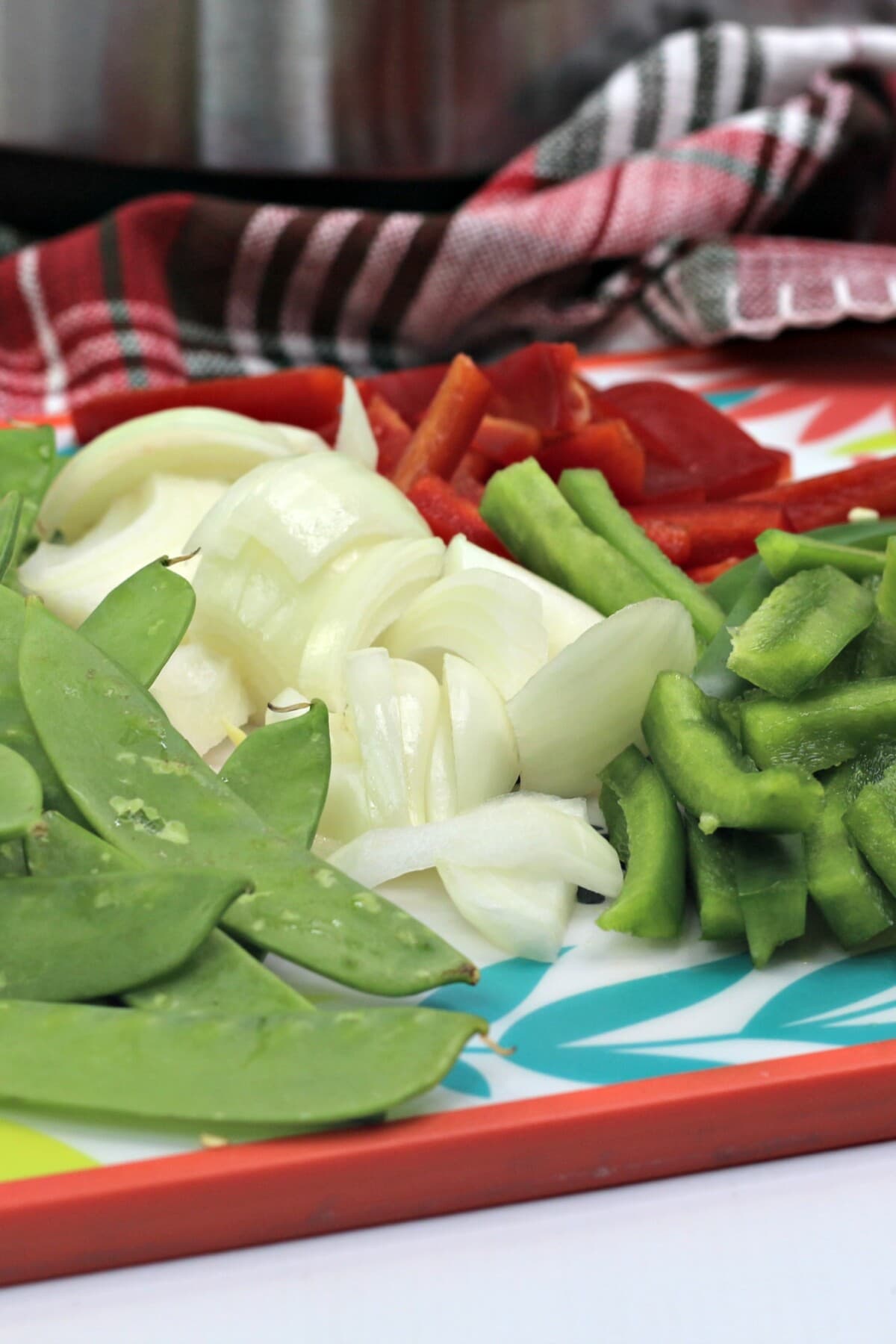 veggies on a placemat.