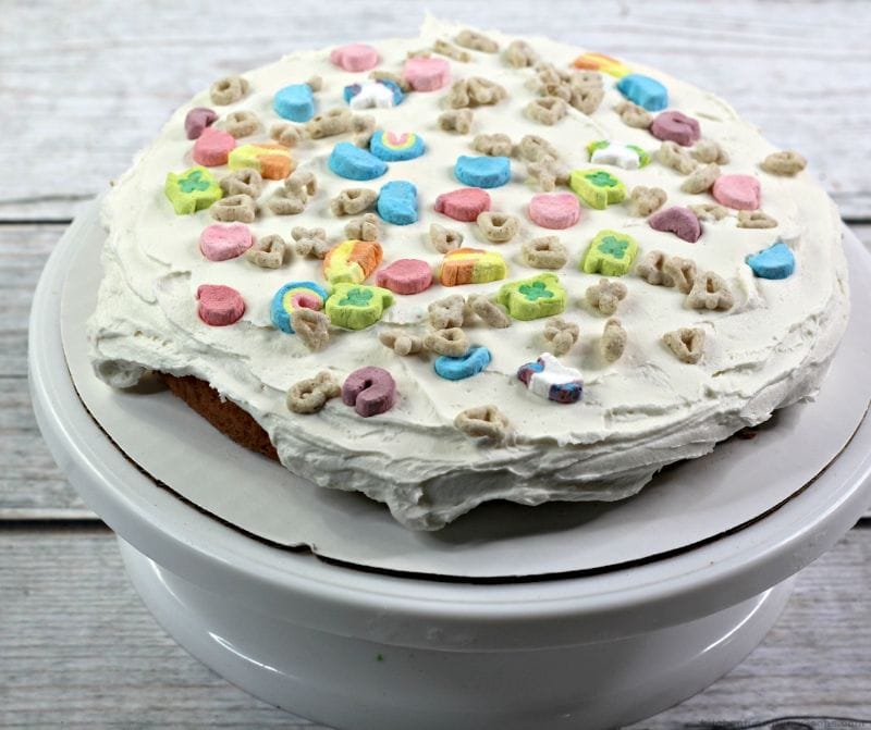 cake layer with frosting and cereal