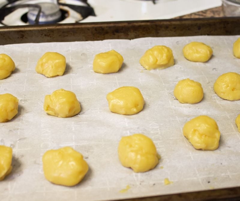 cream puff dough on a pan