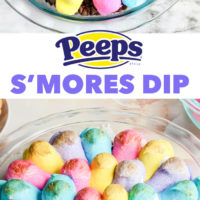 Pinterest title image for Peep S'mores Dip.