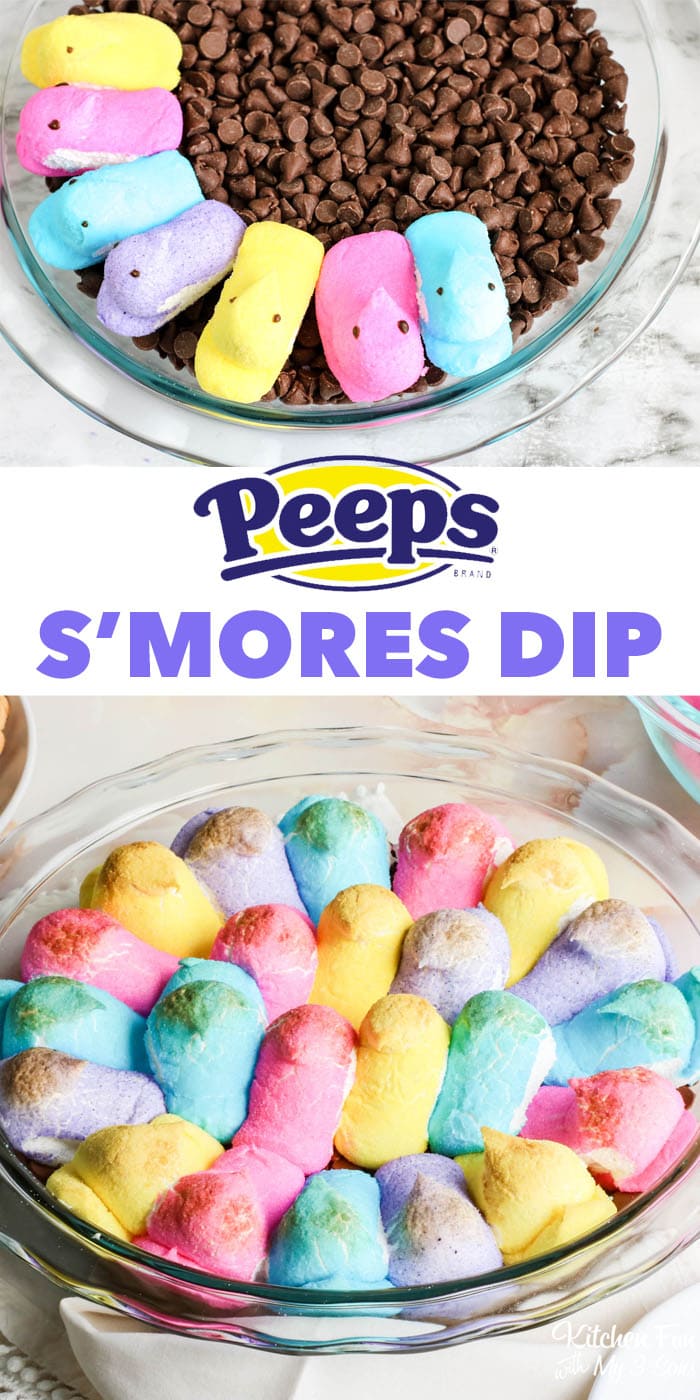 Pinterest title image for Peep S'mores Dip.