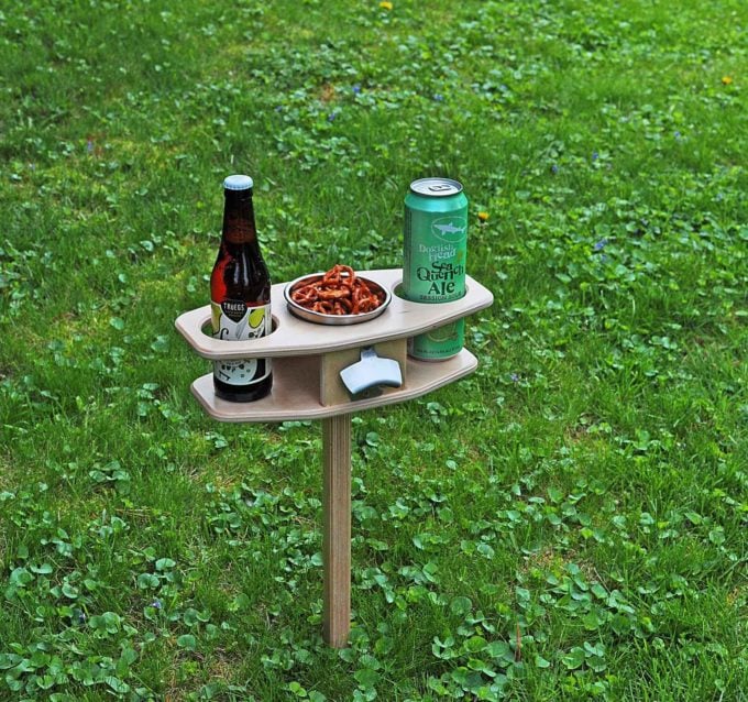 Outdoor Wine Picnic Table for Backyard Entertainment Beach Camping Portable Beer Table Outdoor Wine Table Stake Folding Wine Table Stake Mothers Day Independence Day Use A 