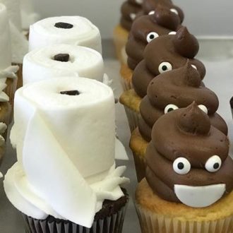 Toilet Paper and Poop Cupcakes