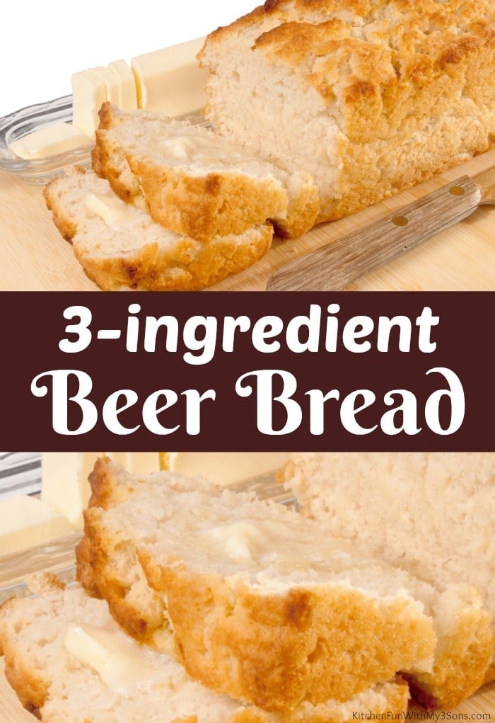 Pinterest graphic with two photos of beer bread