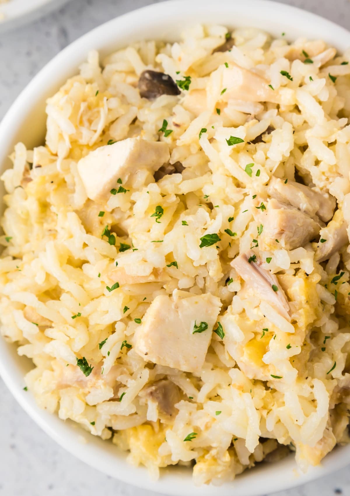 Chicken and Rice Casserole in a bowl.