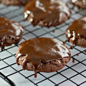 Easy Frosted Chocolate Pecan Cookies