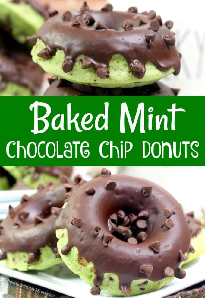Baked Mint Chocolate Chip Donuts
