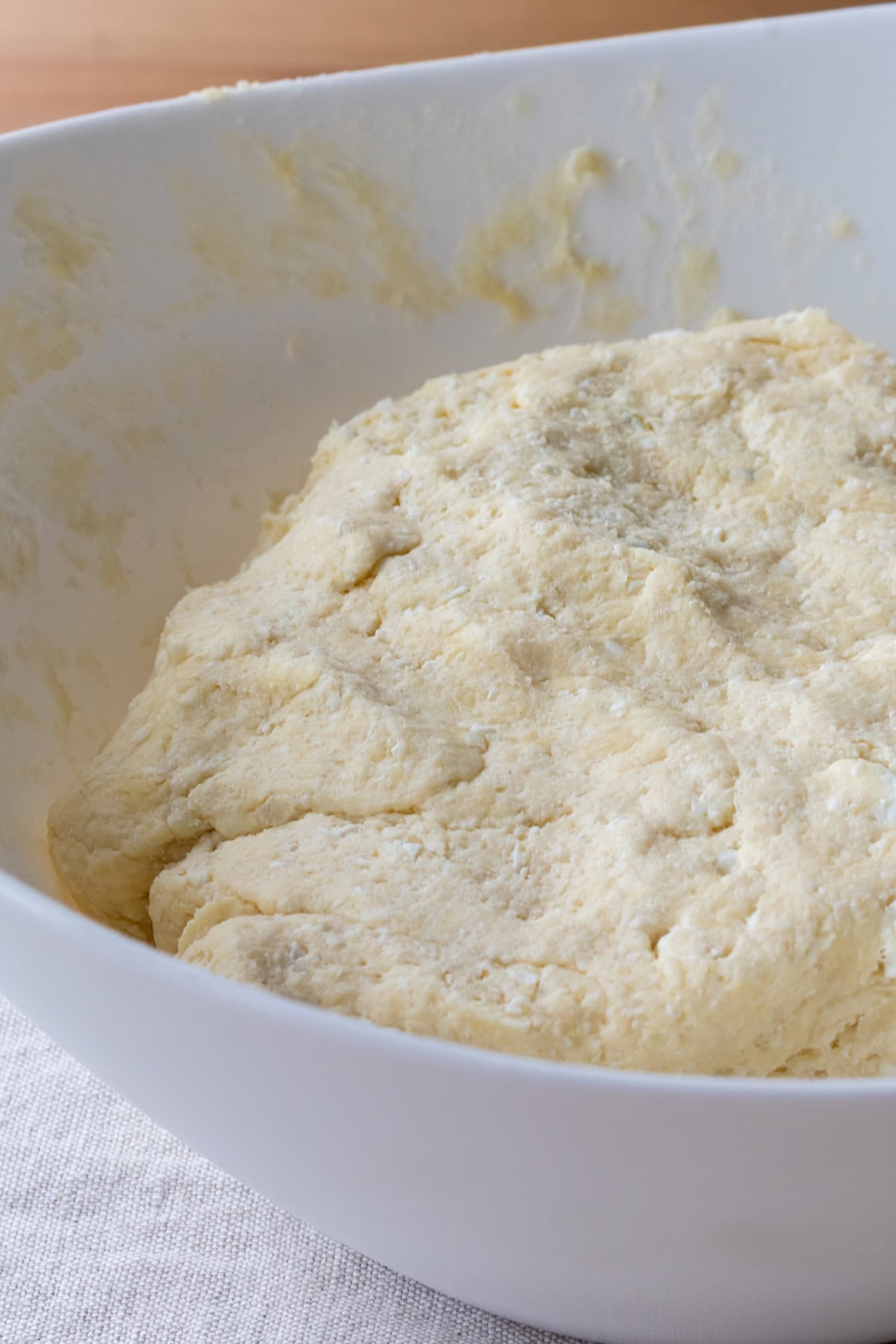 This easy No Roll Pie Crust is the simplest way to make a homemade pie crust without a rolling pin! No Roll Pie Crust Dough in a bowl