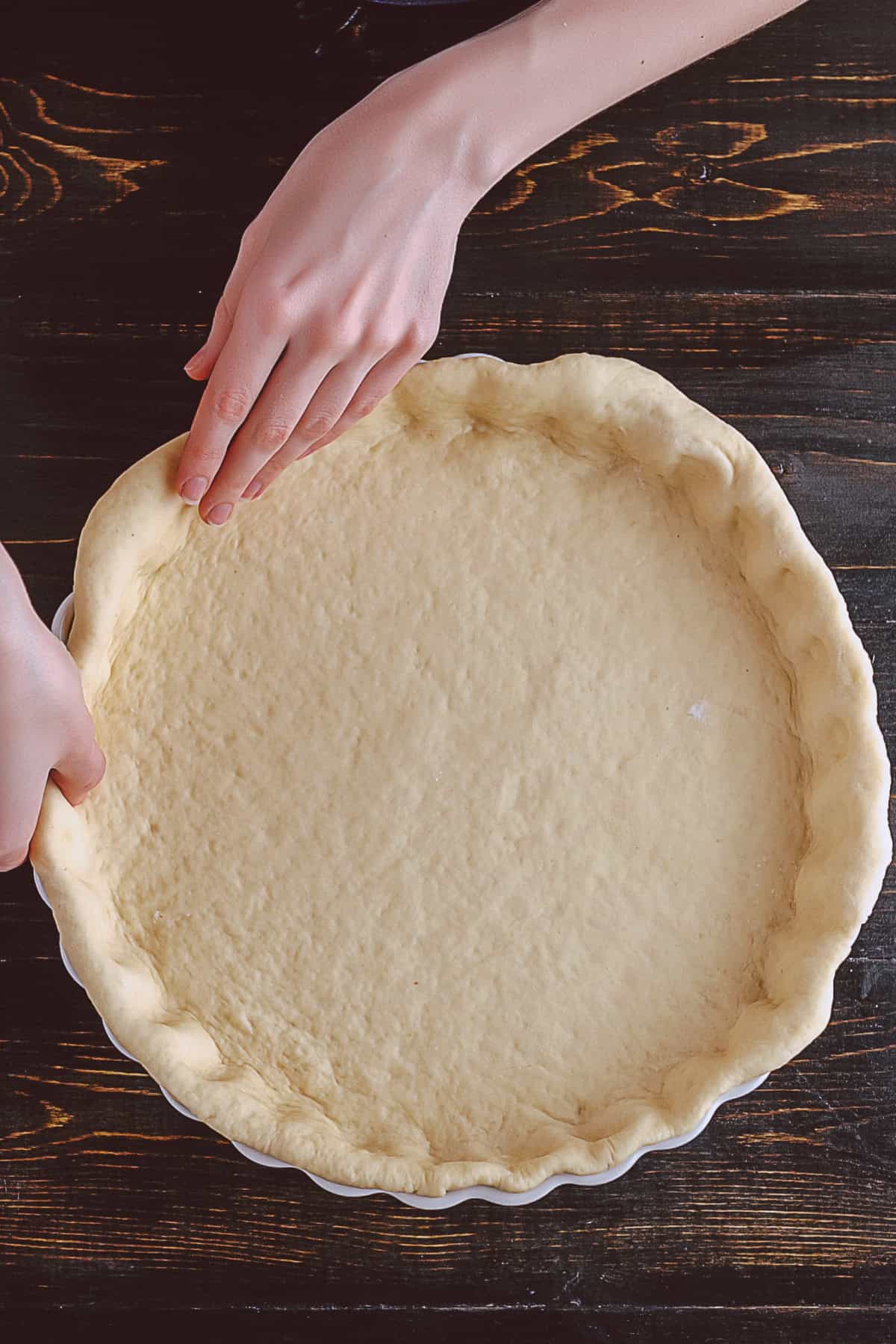 This easy No Roll Pie Crust is the simplest way to make a homemade pie crust without a rolling pin! pressing the no roll pie crust dough into the pie dish