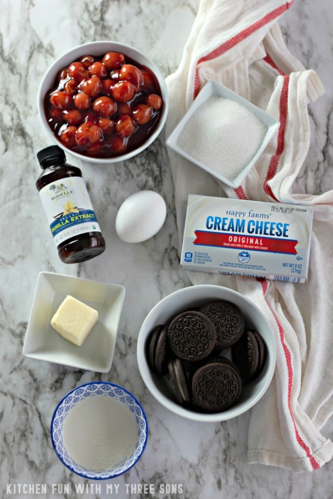 ingredients to make Mini Cherry Cheesecakes