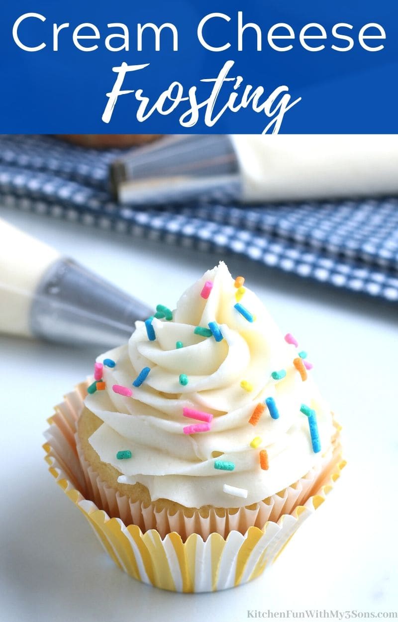 cream cheese frosting on a cupcake