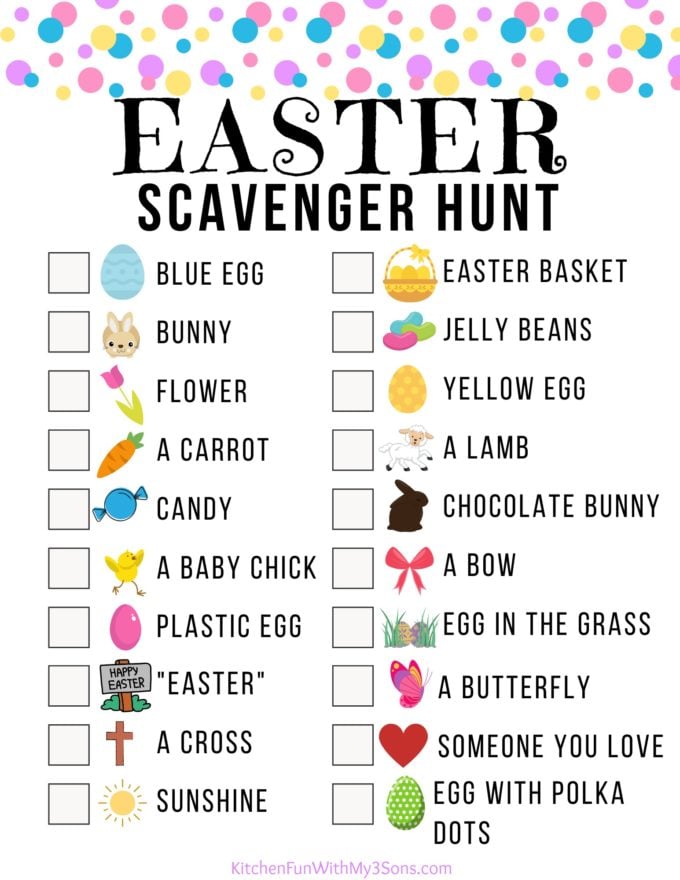 Easter Scavenger Hunt Free Printable Kitchen Fun With My 3 Sons