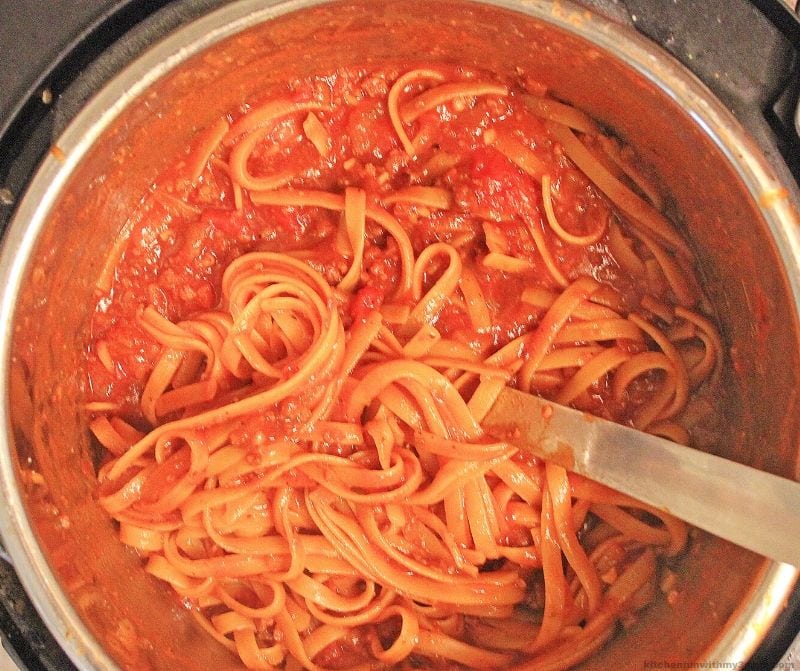 pasta in the sauce