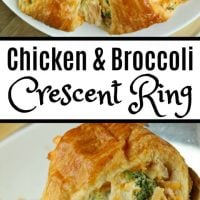 Plate of chicken and broccoli crescent roll ring.