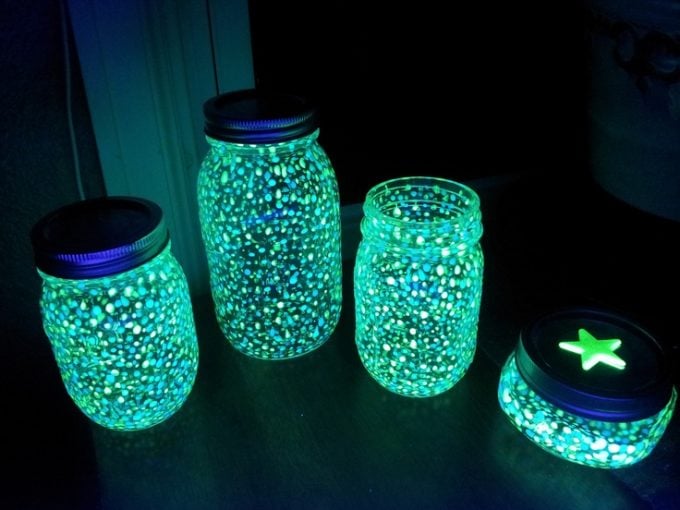 Glow in the Dark Halloween Candy Mason Jars