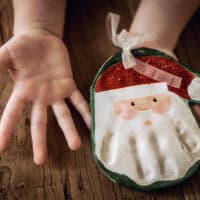 a handprint Santa for a Christmas ornament using a Salt Dough Recipe feature