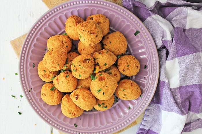 Air Fryer Hush Puppies are so good alongside your seafood dinner or even just as a snack. This traditionally deep fried recipe has just as much yummy flavor in the Air Fryer.