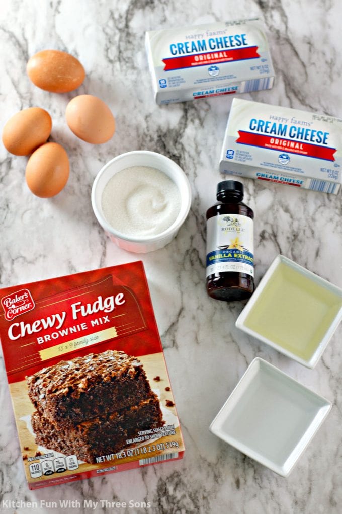 ingredients to make Brownie Bottom Cheesecake