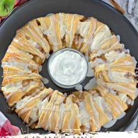 Caramel Apple Cream Cheese Crescent Ring with frosting on top.