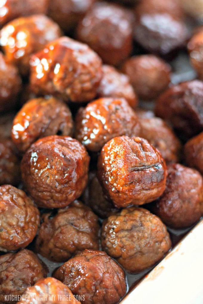 hot Easy Grape Jelly Meatballs for a Crowd fresh from the slow cooker