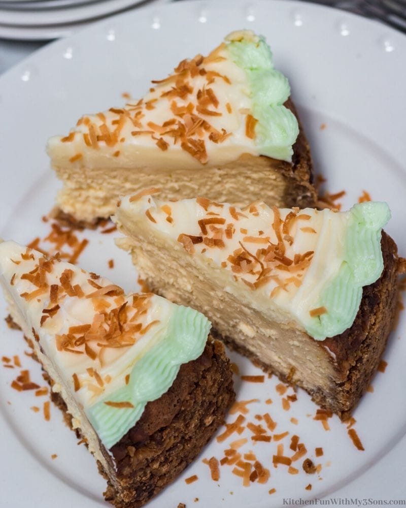 Margarita Cheesecake on a white plate
