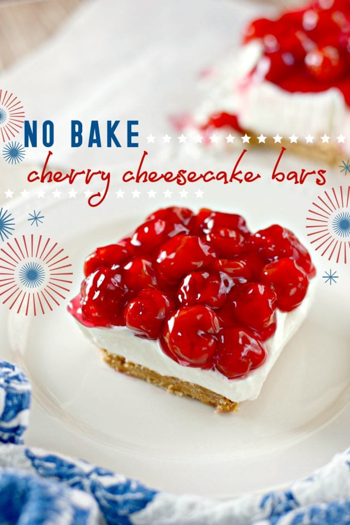 No Bake Cherry Cheesecake Bars on Pinterest