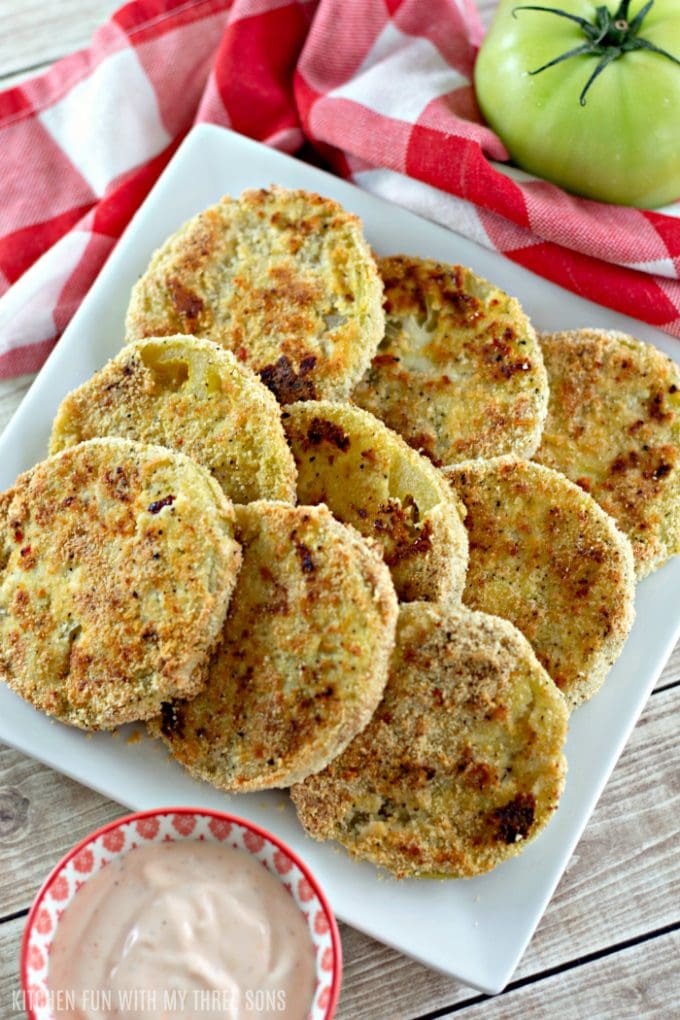 Oven Fried Green Tomatoes with Spicy Ranch