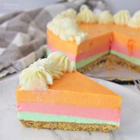 Rainbow Sherbet Cheesecake (No-Bake)