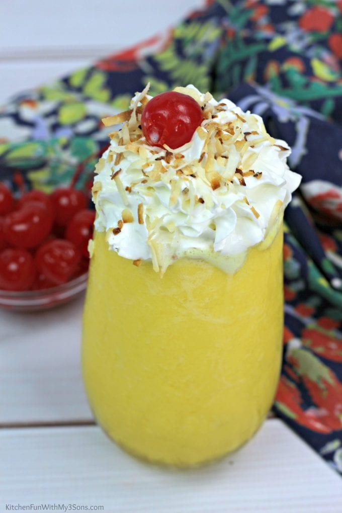 Pineapple Cocktail with Rum and Whipped Cream
