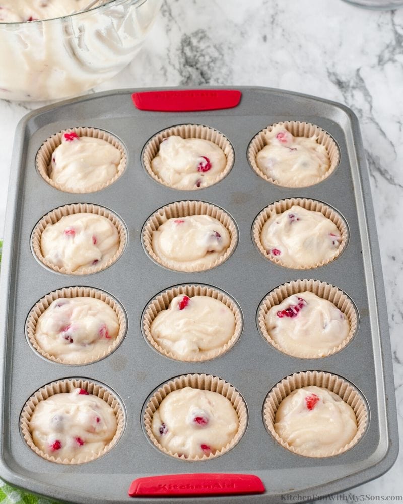 muffin batter in a cupcake pan