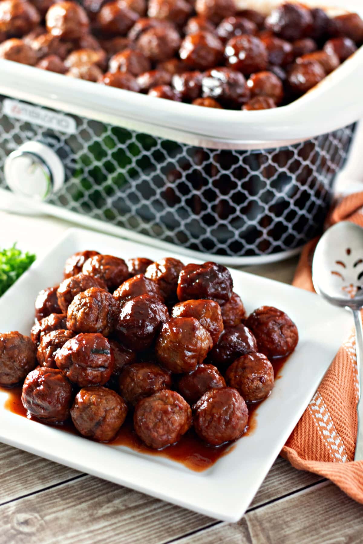 Grape Jelly Meatballs on a platter 