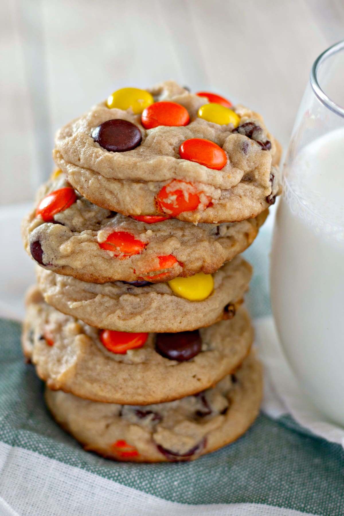 Reese's Pieces Cookies stacked
