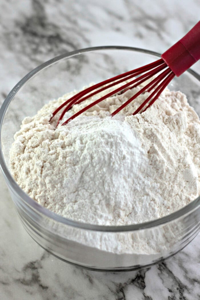 whisking the flour, baking soda and salt