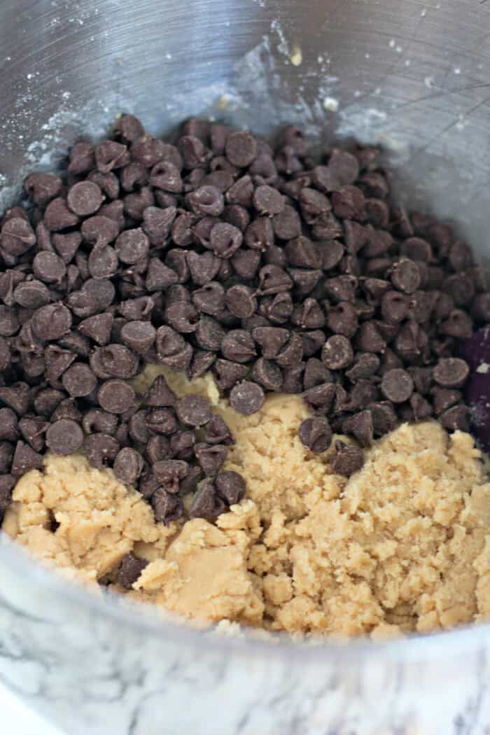 chocolate chips added to cookie dough