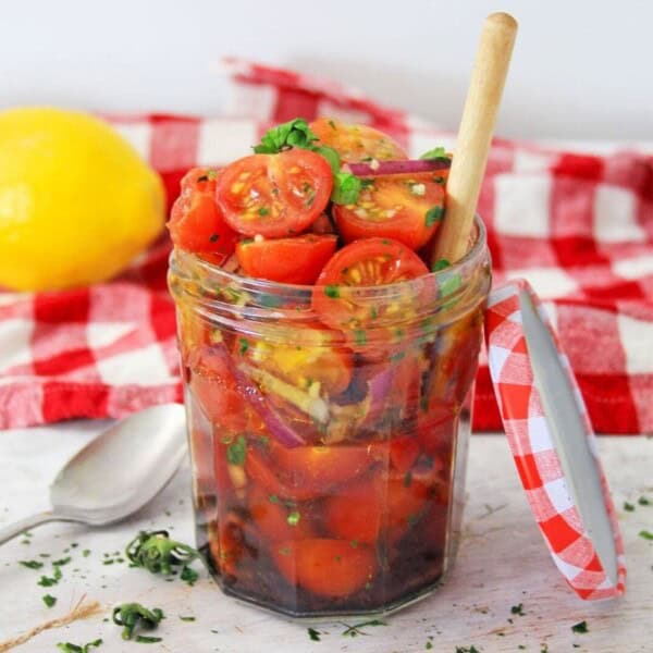 tomato relish in a glass jar