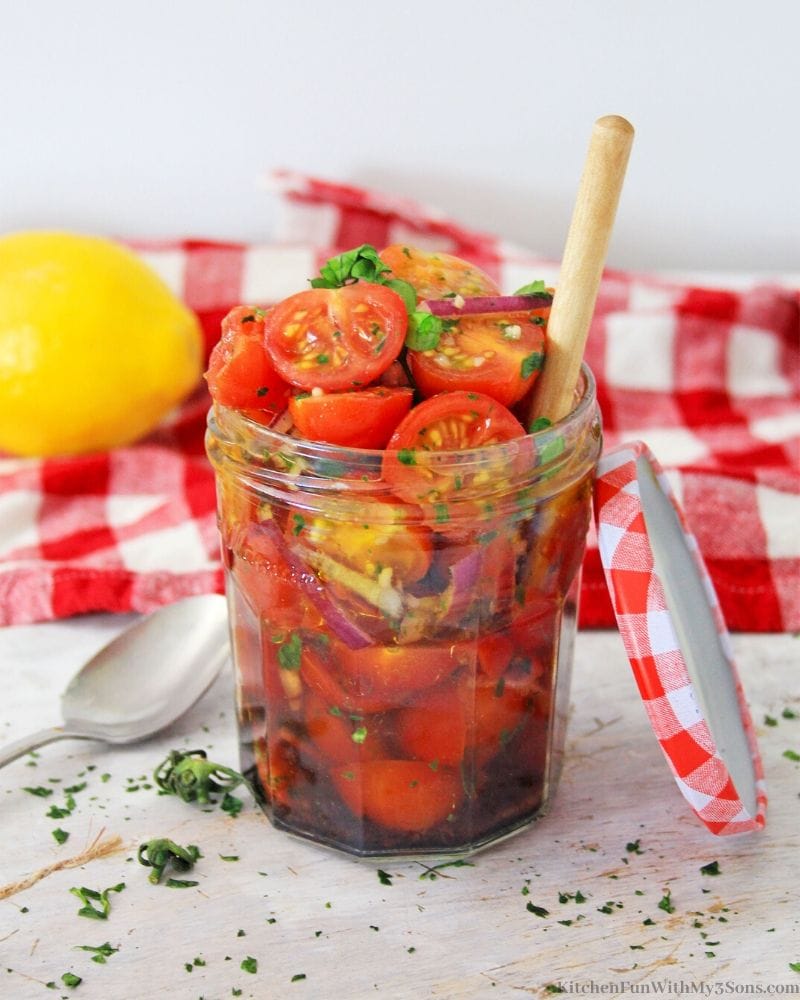 tomato relish in a glass jar
