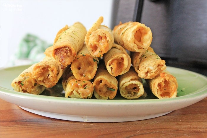 Air Fryer Taquitos with beans and cheese are delicious and so easy to make. You can make them ahead of time and quickly cook them when you're ready.