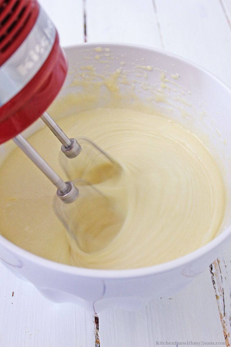 white cake batter in a bowl