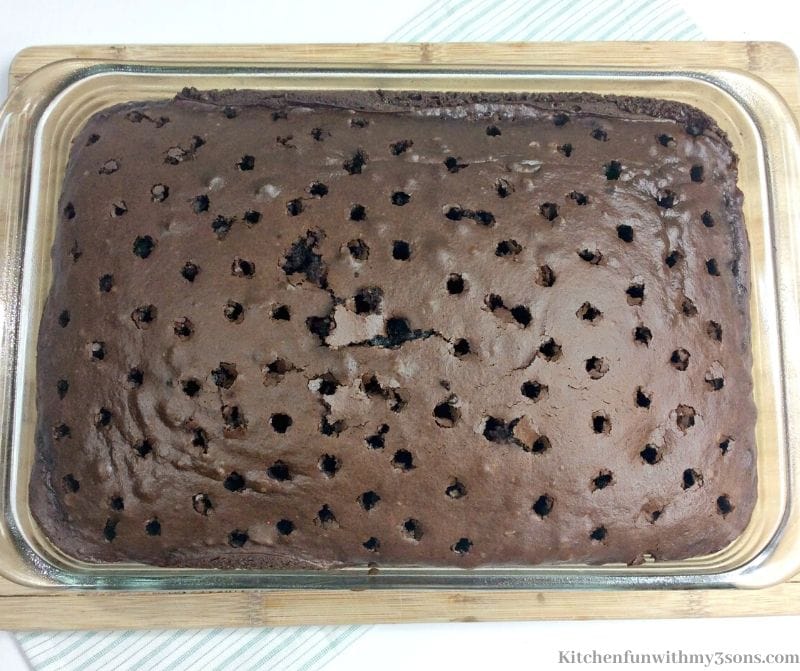 chocolate cake with holes