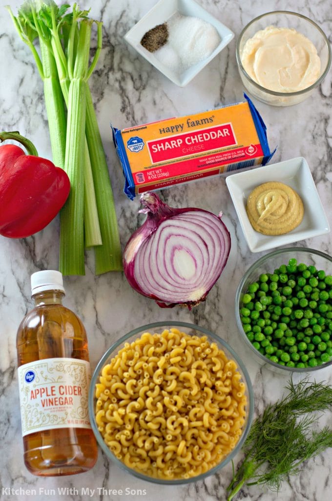ingredients to make Easy Macaroni Salad Recipe