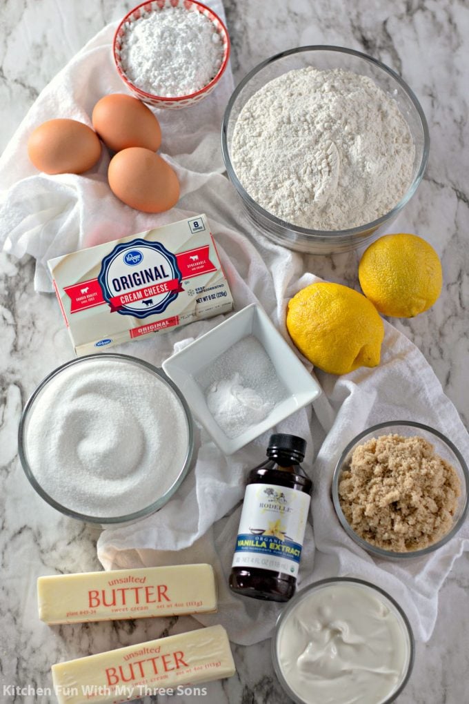 ingredients to make Lemon Cream Cheese Coffee Cake