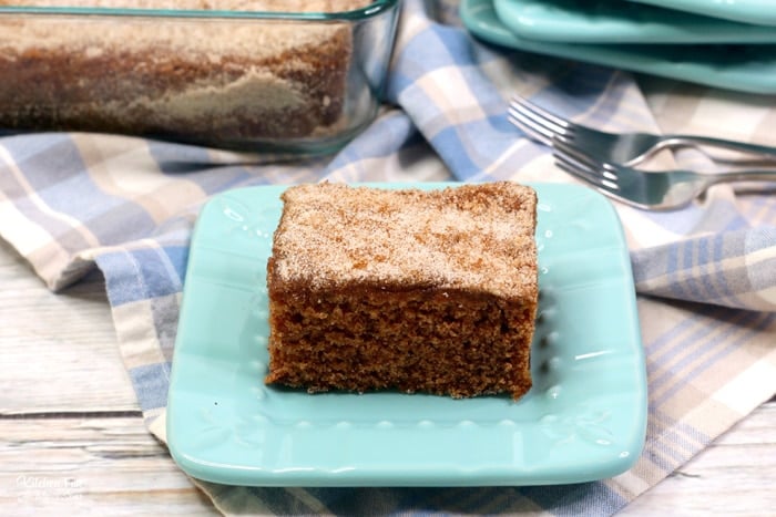 Snickerdoodle Crazy Cake is a yummy take on those depression cakes everyone loves. What makes it so crazy? It's got no eggs, milk or butter!